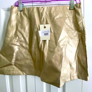 Gold metallic faux leather skirt.